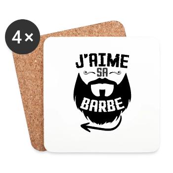J'aime Sa Barbe - Dessous de verre (lot de 4) - blanc - Devant