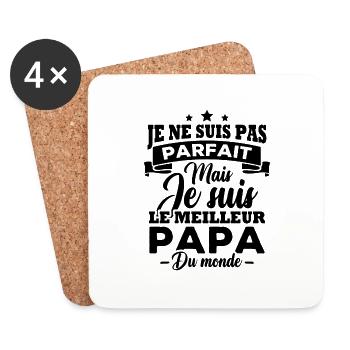 Je ne suis pas parfait meilleur papa du monde - Dessous de verre (lot de 4) - blanc - Devant