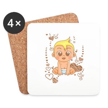 Doux bébé sous l’arc-en-ciel - Dessous de verre (lot de 4) - blanc - Devant