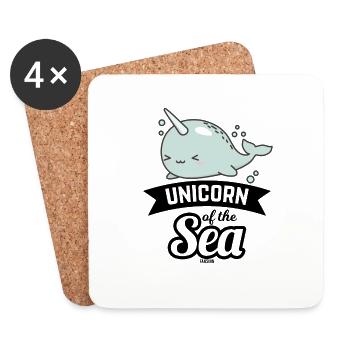 Narval comme licorne avec défense - Dessous de verre (lot de 4) - blanc - Devant