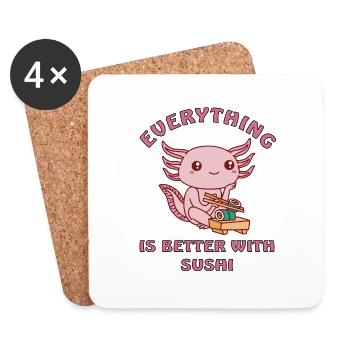 Axolotl loves sushi - Coasters (set of 4) - white - Front