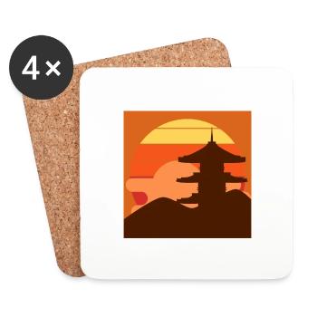 ASIAN ARCHITECTURE AT SUNSET - Coasters (set of 4) - white - Front