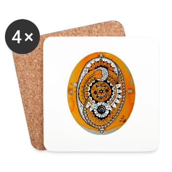 Karife 5 Mandala Balance orange - Untersetzer (4er-Set) - Weiß - Vorne