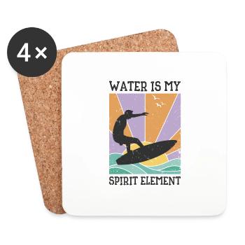 Water Wave Spirit Element Ocean Surfer - Coasters (set of 4) - white - Front