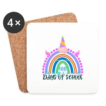 100 Magical Days of School Unicorn Kids 100th Day - Coasters (set of 4) - white - Front