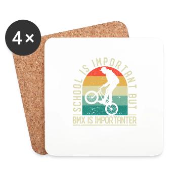 L’école est importante, mais le BMX est encore plus important - Dessous de verre (lot de 4) - blanc - Devant