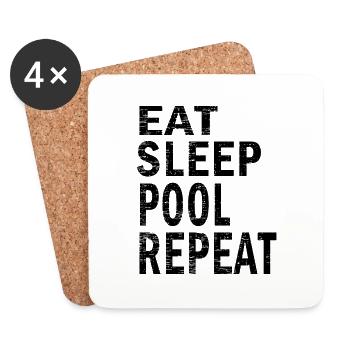 Eat sleep pool repeat for pool lovers - Untersetzer (4er-Set) - Weiß - Vorne
