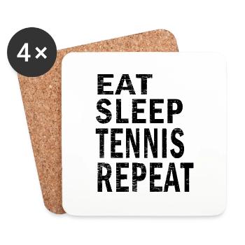Manger dormir Tennis répéter pour les amateurs de tennis - Dessous de verre (lot de 4) - blanc - Devant