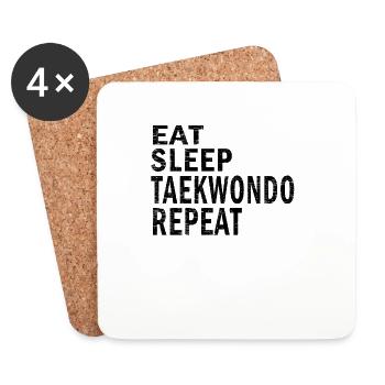Manger du taekwondo de sommeil répéter pour les amateurs de taekwondo - Dessous de verre (lot de 4) - blanc - Devant