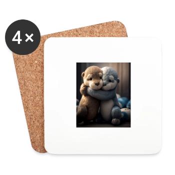 Anniversary Otter Sweet Huggable Otter - Coasters (set of 4) - white - Front