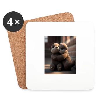 Loutre anniversaire Loutre Douce Loutre Câline - Dessous de verre (lot de 4) - blanc - Devant