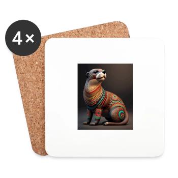 Aesthetic Cool Otter Design Aesthetic Cool Art - Untersetzer (4er-Set) - Weiß - Vorne