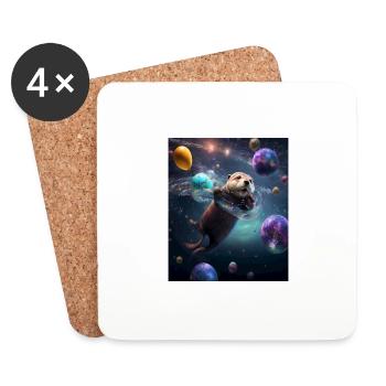 Funny Space Otters Space Otter With Planet - Untersetzer (4er-Set) - Weiß - Vorne
