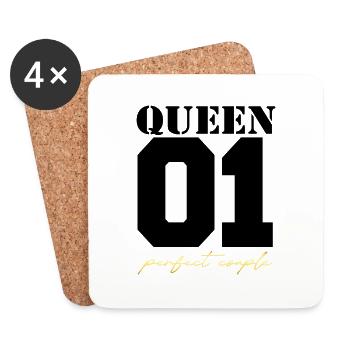 King and Queen Queen couple black and gold - Untersetzer (4er-Set) - Weiß - Vorne