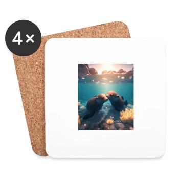 Cute Otter Lovers Sweet Sea Otter Couple - Untersetzer (4er-Set) - Weiß - Vorne