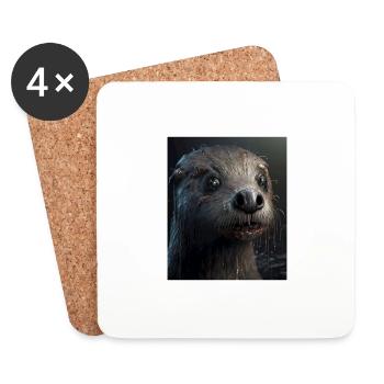 Creepy Otter Creature Spooky Zombie Otter - Untersetzer (4er-Set) - Weiß - Vorne