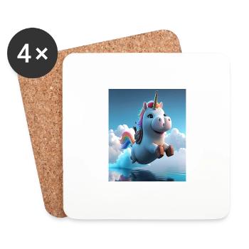 Cute Rainbow Unicorn Otter Riding A Unicorn - Coasters (set of 4) - white - Front
