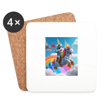 Mignon Licorne Arc-en-ciel Loutre chevauchant une licorne - Dessous de verre (lot de 4) - blanc - Devant
