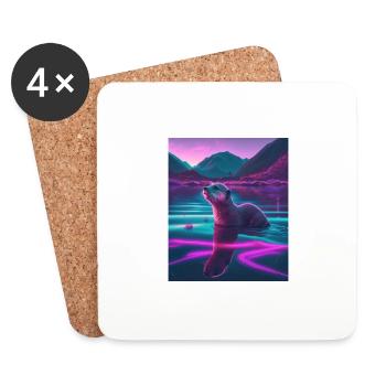 Cool Sea Otter Design Synthwave Wandering Otter - Untersetzer (4er-Set) - Weiß - Vorne