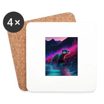 Cool Sea Otter Design Synthwave Wandering Otter - Untersetzer (4er-Set) - Weiß - Vorne