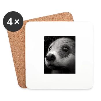 Fashionable Otter Design Cool Sea Otter With Blue - Coasters (set of 4) - white - Front