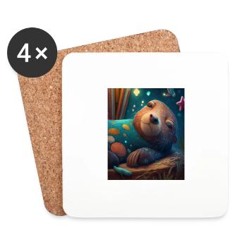 Cute Otter Bed Time Funny Bored Sleepyhead Otter - Untersetzer (4er-Set) - Weiß - Vorne