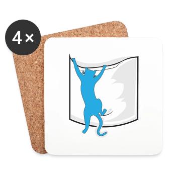chat dans votre poche - Dessous de verre (lot de 4) - blanc - Devant