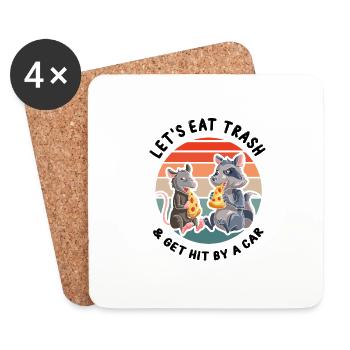 Raccoon design for possum and marsupial rat - Coasters (set of 4) - white - Front