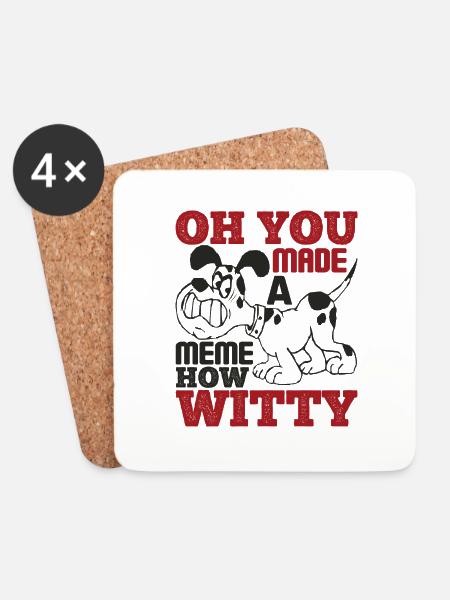 OH, DU HAST EIN MEME GEMACHT, WIE WITZIG LUSTIG - Untersetzer (4er-Set) - Weiß