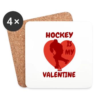 Eishockeyspieler Valentinstag Eishockey Valentine - Untersetzer (4er-Set) - Weiß - Vorne