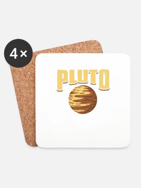 Retro PLUTO 1930 - 2006 Non dimenticare mai Funny Planet - Sottobicchieri (set da 4 pezzi) - bianco