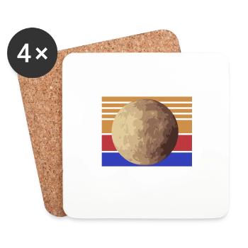 Powered By VENUS Retro Solar System Planet Designs - Coasters (set of 4) - white - Front