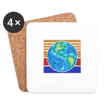 Powered By EARTH Retro Solar System Planet Designs - Coasters (set of 4) - white - Front