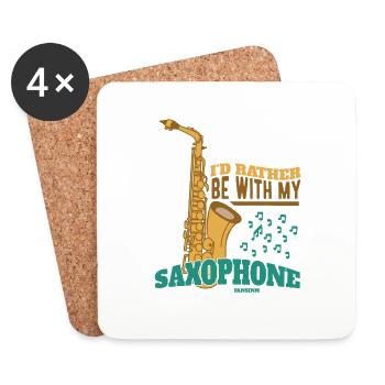 Je préfère être avec mon saxophone - Dessous de verre (lot de 4) - blanc - Devant