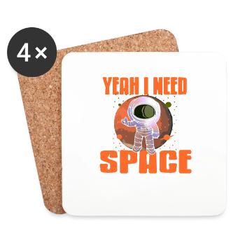yes i need space i'll go to mars retro funny - Coasters (set of 4) - white - Front