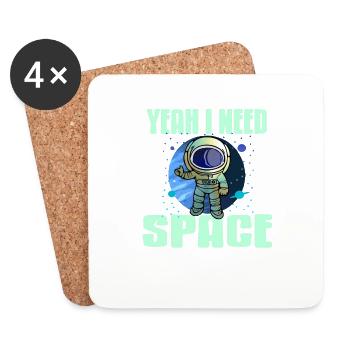 Yeah I Need Space I'll Go To Uranus Retro Funny - Untersetzer (4er-Set) - Weiß - Vorne