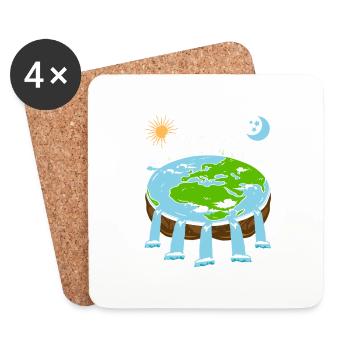 FLAT Earth Retro Flat Earther Designs - Untersetzer (4er-Set) - Weiß - Vorne