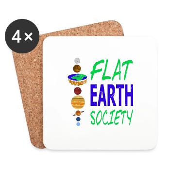 FLAT EARTH Society Retro Flat Earther Designs - Dessous de verre (lot de 4) - blanc - Devant