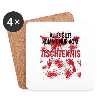 Tischtennis Zubehör Pingpong Motiv - Untersetzer (4er-Set) - Weiß - Vorne
