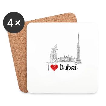 J’adore Dubaï - Dessous de verre (lot de 4) - blanc - Devant