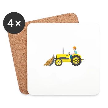 School is important, but agriculture - Coasters (set of 4) - white - Front