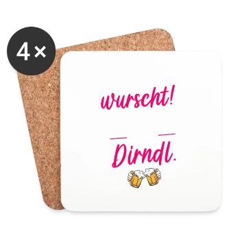 Ersatz Dirndl Shirt Trachten Trachtenshirt Damen - Untersetzer (4er-Set) - Weiß - Vorne