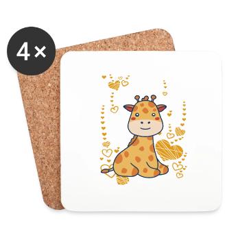 mignon bébé girafe - Dessous de verre (lot de 4) - blanc - Devant