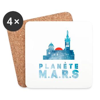 Planète Mars 2 - Dessous de verre (lot de 4) - blanc - Devant