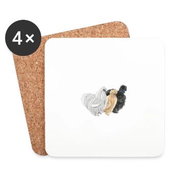 Seidenhühner knuddeln Seidenhuhn Züchter Geschenk - Untersetzer (4er-Set) - Weiß - Vorne