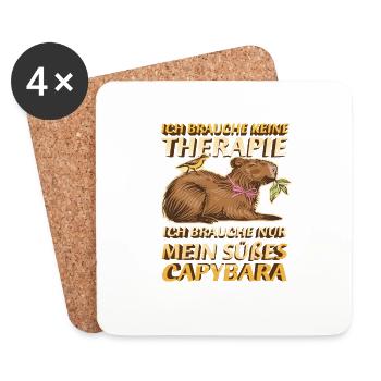 Ich brauch nur mein Capybara Wasserschwein - Untersetzer (4er-Set) - Weiß - Vorne
