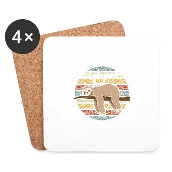Einfach Faul Faultier Geschenk Langschläfer - Untersetzer (4er-Set) - Weiß - Vorne