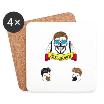 lustig, BARBER LIFE - Untersetzer (4er-Set) - Weiß - Vorne