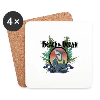 Puissance de requin - Dessous de verre (lot de 4) - blanc - Devant