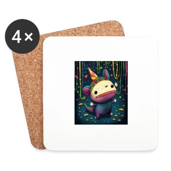 Cinco De Mayo Pinata Party Cute Axolotl Pinata - Dessous de verre (lot de 4) - blanc - Devant